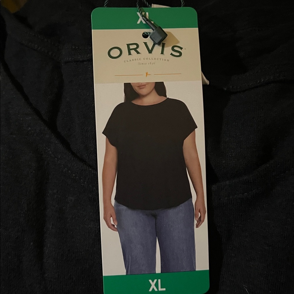 NWT Orvis Women’s Linen Blend Short Sleeve Top, Black linen scoop neckline‎ - Picture 4 of 8